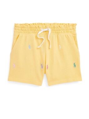 Ralph Lauren Pale Yellow Terry Embroidered Logo Drawstring Shorts
